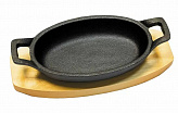 Сковорода чугунная овальная 15*10 см, на деревянной подставке, P.L. Proff Cuisine