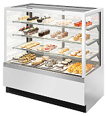 Витрина кондитерская Chilz VETE KUB LUX 130 белый глянец, шлифованная нержавейка