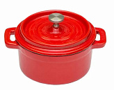 Кастрюля порционная круглая P.L. Proff Cuisine 250 мл, красная, эмалированный чугун, 10,5 см